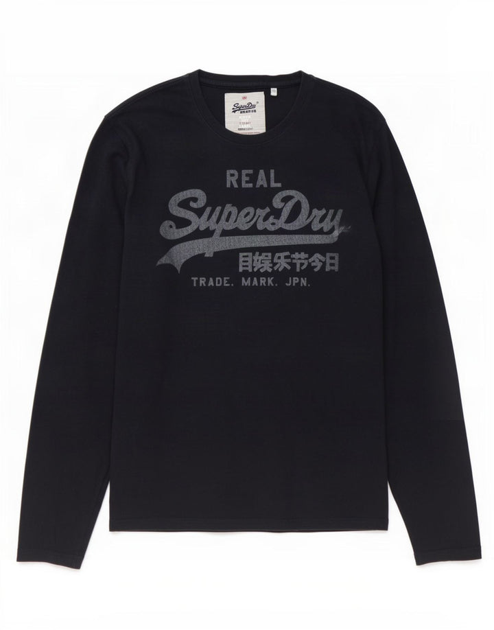 Superdry Top gráfico de manga larga de algodón azul marino grande para hombre