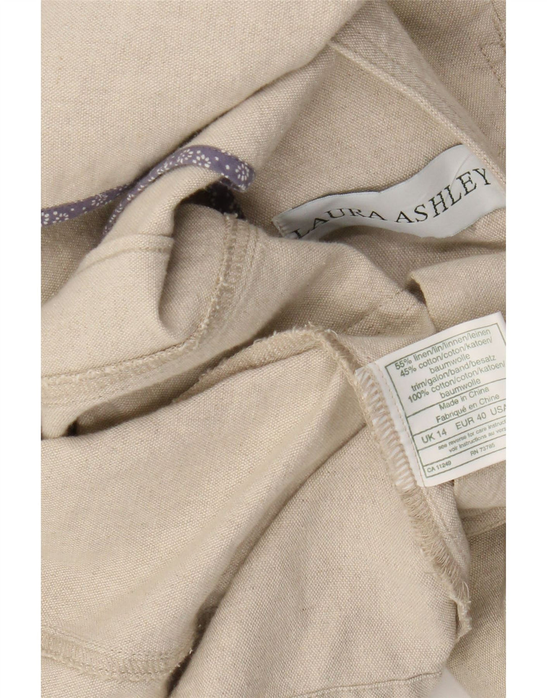 Laura Ashley Chaqueta Blazer de 3 Botones para Mujer UK 44 Grande Lino Beige