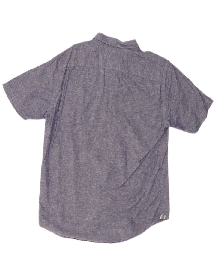 TOMMY HILFIGER Camisa de manga corta de hombre de algodón moteado azul medio