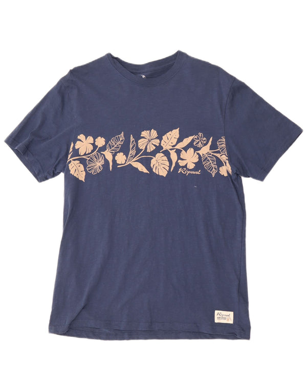 Rip Curl Camiseta estampada de ajuste estándar para hombre Top grande de algodón floral azul