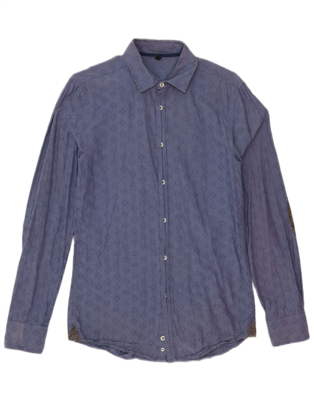 Camisa Benetton Hombre Small Azul Marino Geométrico