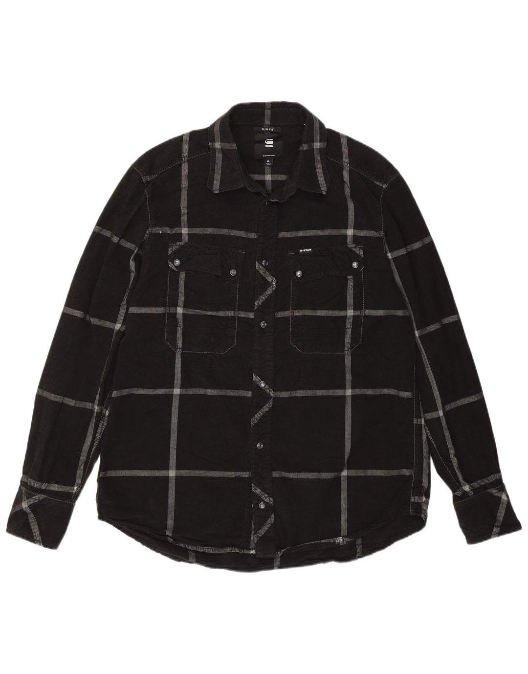 G-Star Hombre Camisa De Pana XL Algodón A Cuadros Negro