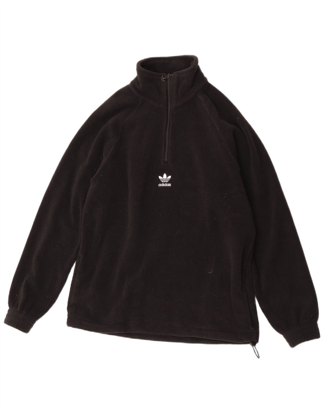 Adidas - Jersey de forro polar con cuello y cremallera para hombre, tamaño pequeño, poliéster negro