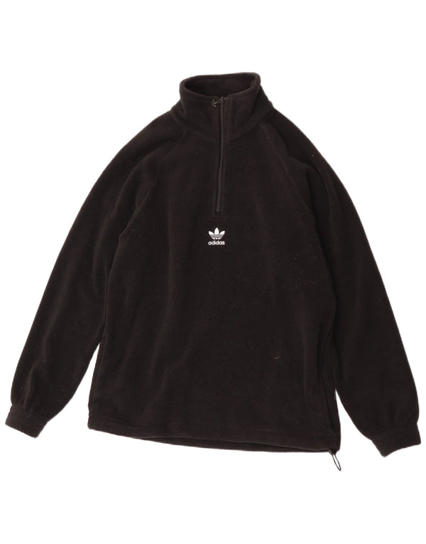Adidas - Jersey de forro polar con cuello y cremallera para hombre, tamaño pequeño, poliéster negro