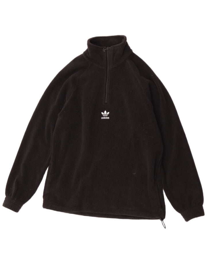 Adidas - Jersey de forro polar con cuello y cremallera para hombre, tamaño pequeño, poliéster negro