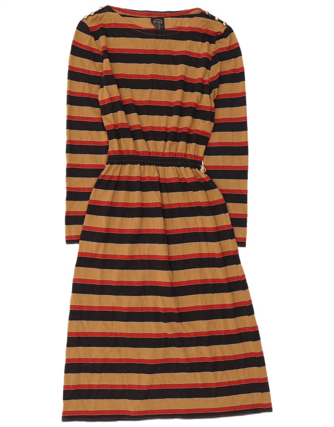 C&A Vestido largo de manga larga para mujer EU 38 Acrílico a rayas marrón medio