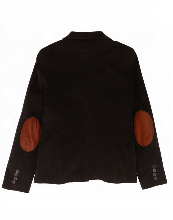 Zara Chaqueta Blazer De Pana Con 1 Botón Para Mujer UK 42 Mediana Algodón Negro