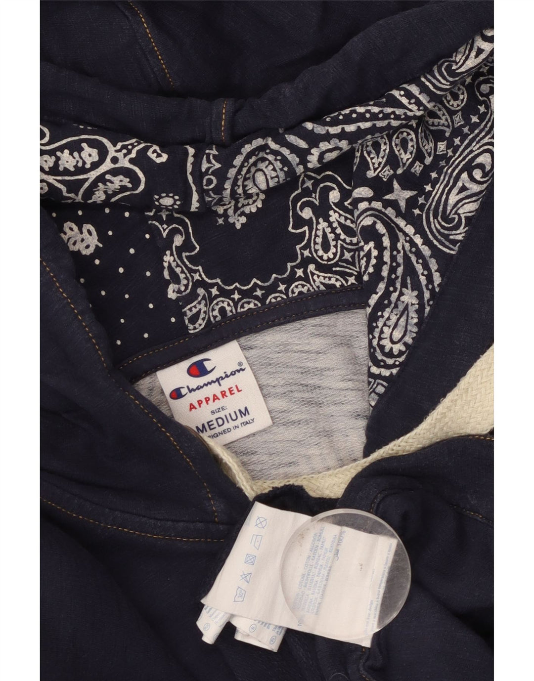 Champion Sudadera con capucha y cremallera gráfica para mujer UK 12 Medium Azul marino Algodón