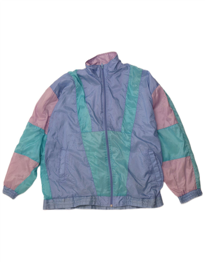 VINTAGE Chaqueta superior de chándal para hombre XL Bloque de color azul