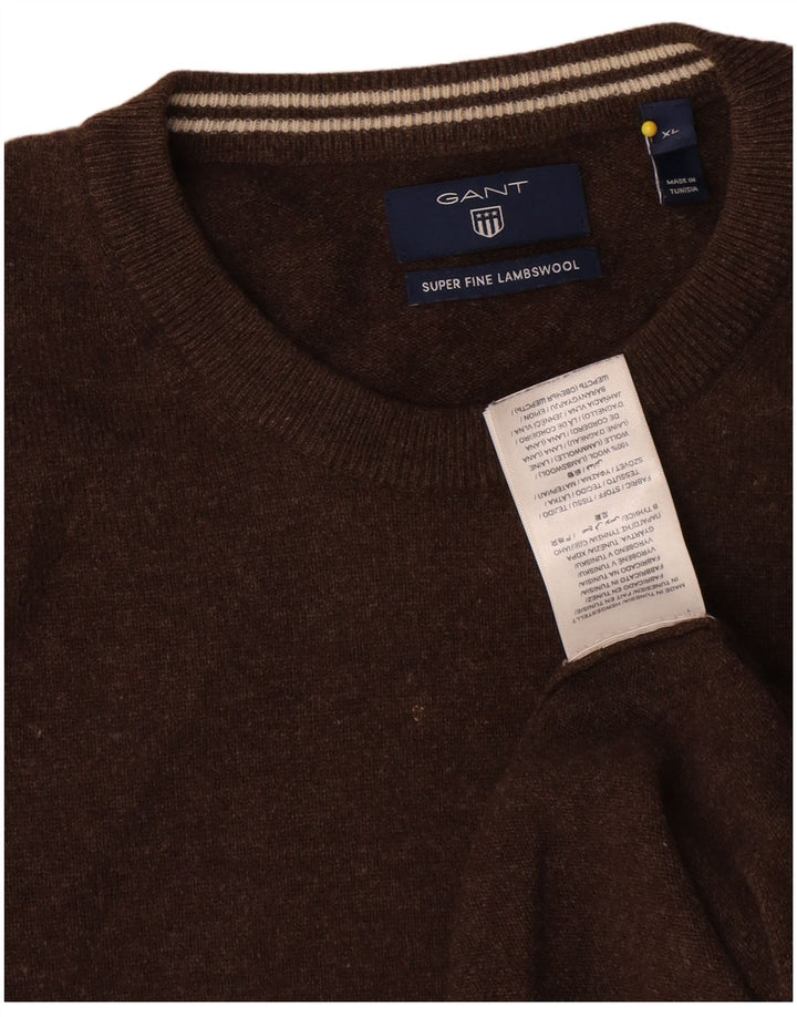 Gant Jersey De Cuello Redondo Para Hombre XL De Lana De Cordero Marrón