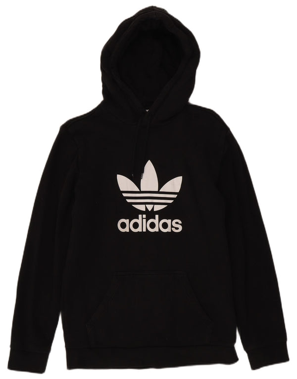 Adidas - Sudadera con capucha para hombre, diseño gráfico, talla pequeña, algodón negro
