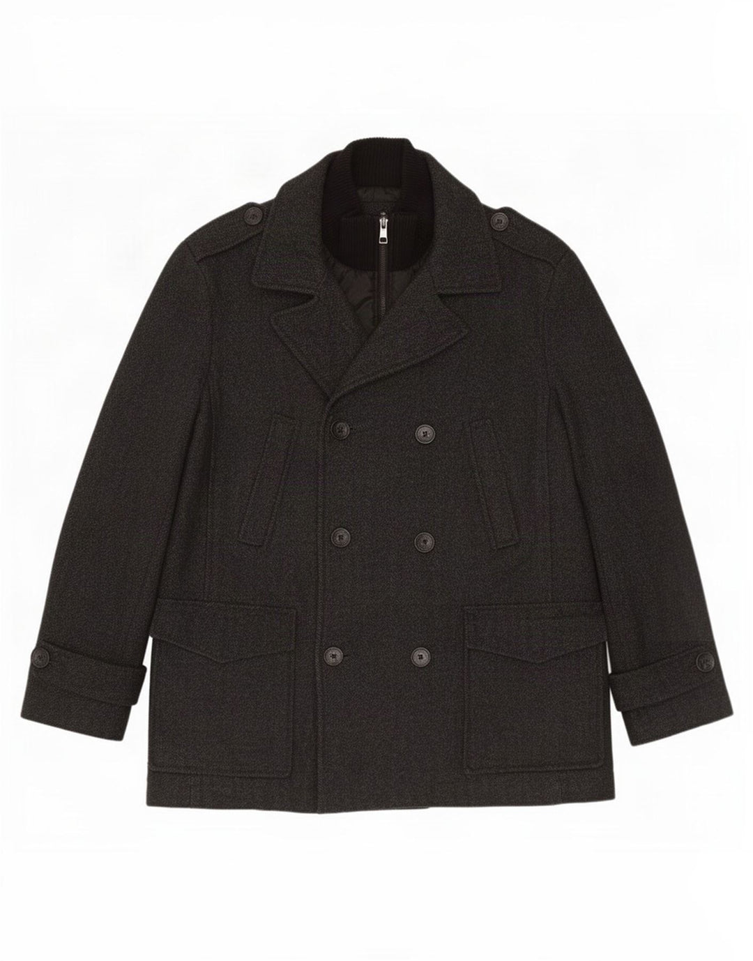 Calvin Klein Chaquetón para hombre UK 40 Lana de espiga gris grande