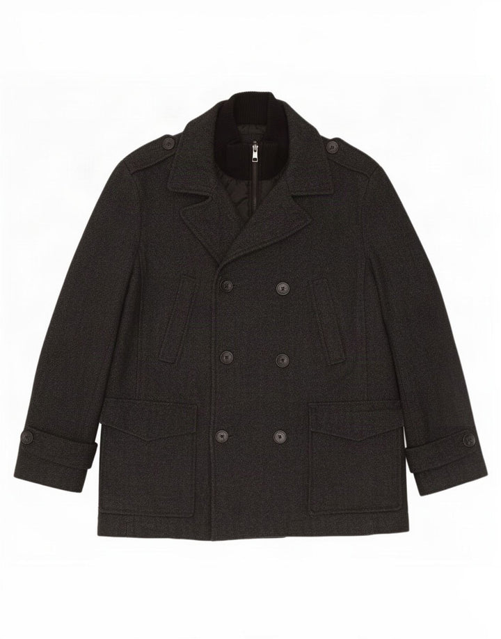 Calvin Klein Chaquetón para hombre UK 40 Lana de espiga gris grande