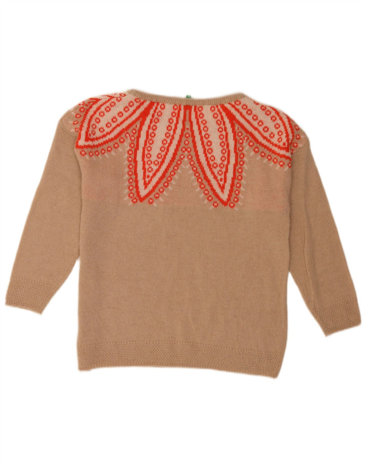 Benetton Jersey De Cuello Redondo Y Estampado Abstracto para Mujer EU 40 Small Beige