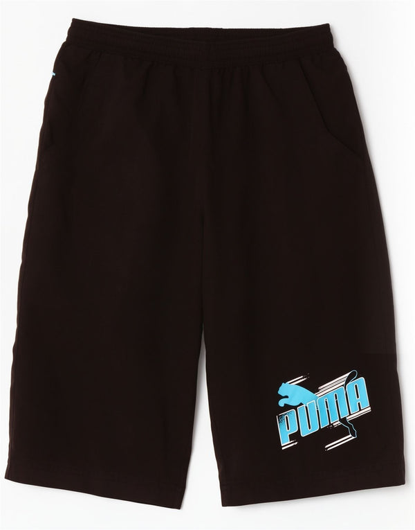 Puma Pantalones cortos deportivos gráficos para niños 11-12 años Negro Poliéster