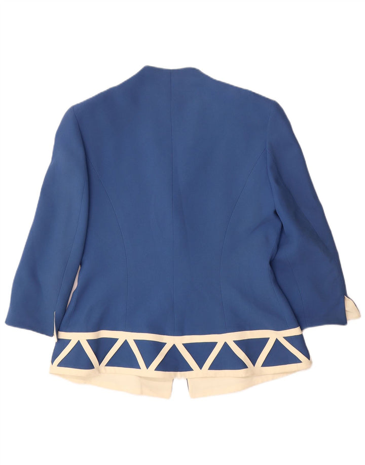Gattinoni Chaqueta tipo blazer con 1 botón y manga 3/4 para mujer IT 48 XL Azul geométrico
