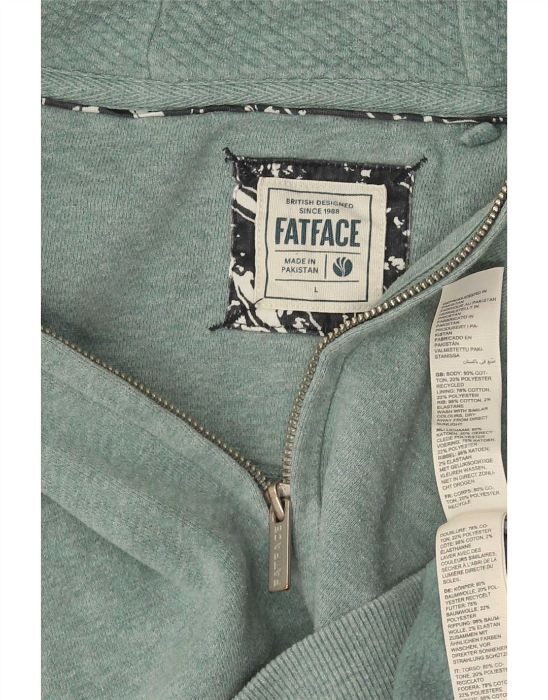 Sudadera con capucha y cremallera para hombre Fat Face Algodón azul grande