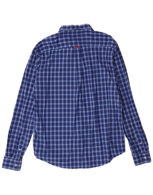 SUPERDRY Camisa Regular Fit Hombre XL Algodón A Cuadros Azul