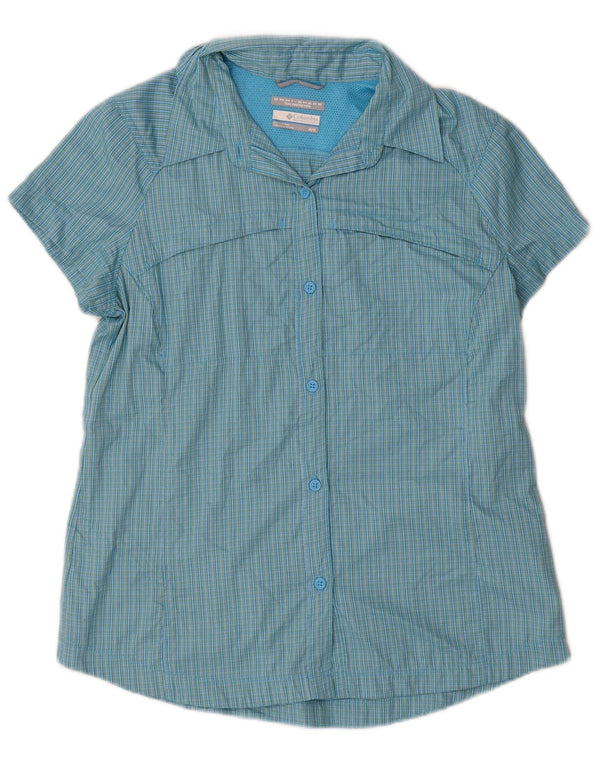Columbia Camisa de manga corta Omni-Shade para mujer UK 40 Medium Blue Check