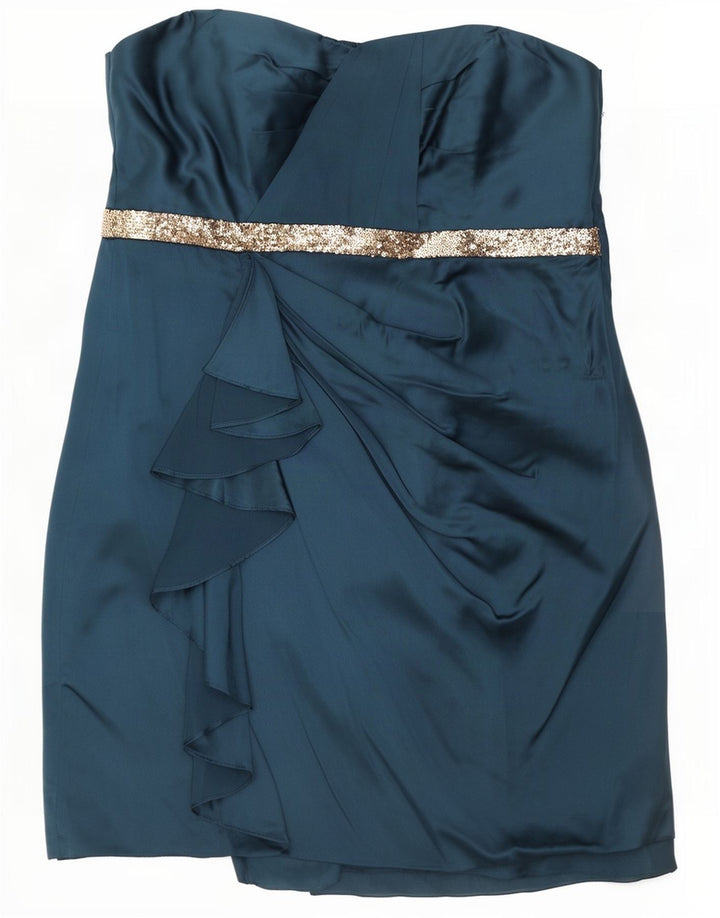 Monsoon Minivestido sin tirantes para mujer ES 40 Pequeño Poliéster azul