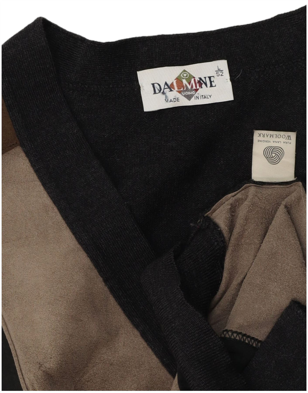 DALMINE Suéter tipo cárdigan de ante para hombre IT 52 Large Grey Colourblock