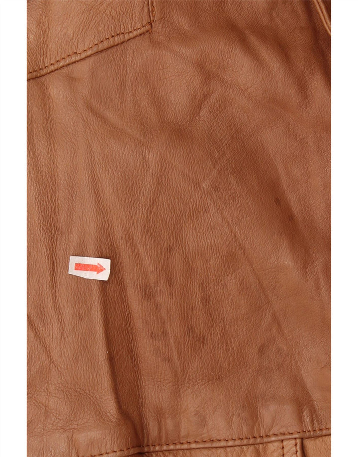 VINTAGE Chaqueta de cuero militar para hombre Reino Unido 44 2XL Cuero marrón