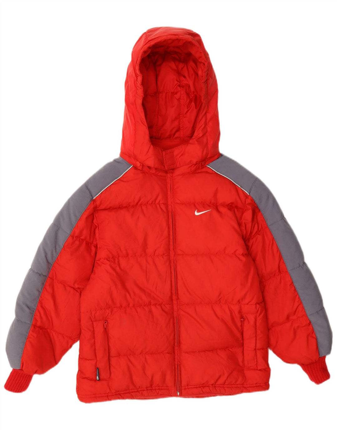 Nike Chaqueta acolchada con capucha para niños 7-8 años XL Rojo Colorblock Poliéster