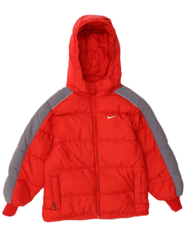 Nike Chaqueta acolchada con capucha para niños 7-8 años XL Rojo Colorblock Poliéster