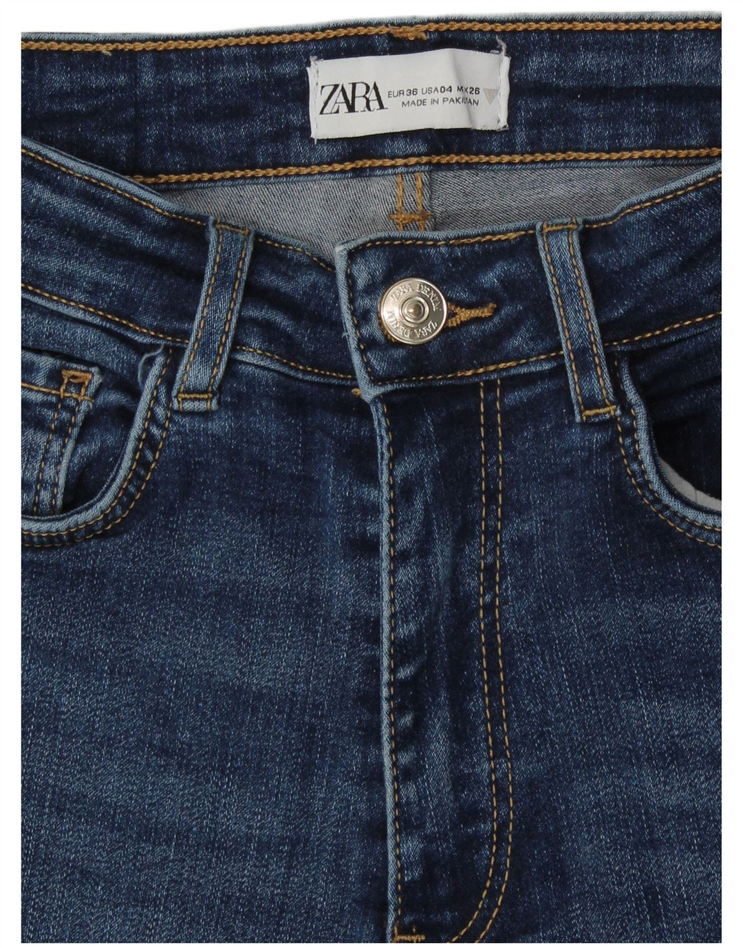 Zara Vaqueros pitillo de talle alto para mujer EU 36 Small W26 L27 Azul