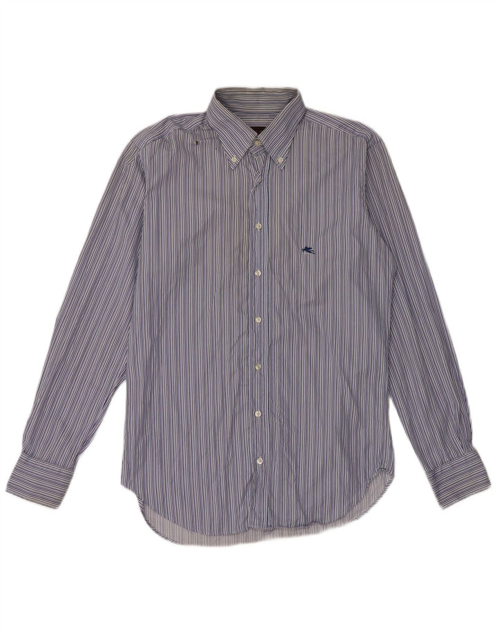 Camisa Etro Hombre Talla 40 Algodón Rayas Azul Medio