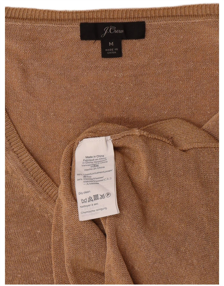 J. CREW Womens V-Neck Jumper Sweater UK 14 Medium Brown Linen