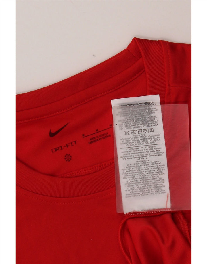 Camiseta Nike Dri Fit para hombre de manga larga de poliéster rojo medio