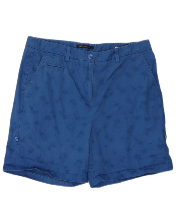 Marks & Spencer Pantalones cortos chinos para mujer UK 14 Large W34 Azul Algodón Hawaiano