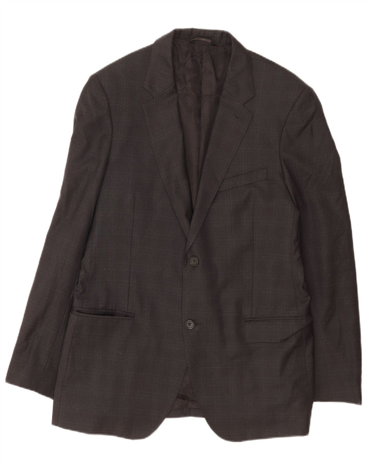 Calvin Klein Chaqueta tipo blazer de 2 botones para hombre IT 50 Lana a cuadros gris grande