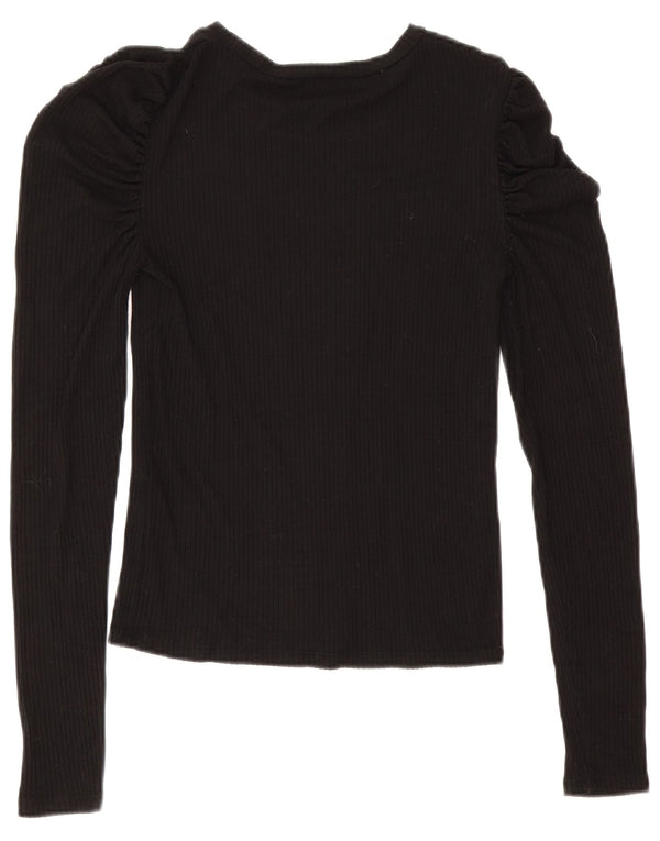 Zara Mujer Blusa De Manga Larga Top UK 42 Medium Negro