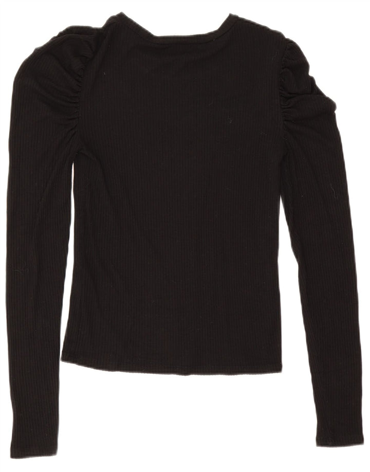 Zara Mujer Blusa De Manga Larga Top UK 42 Medium Negro