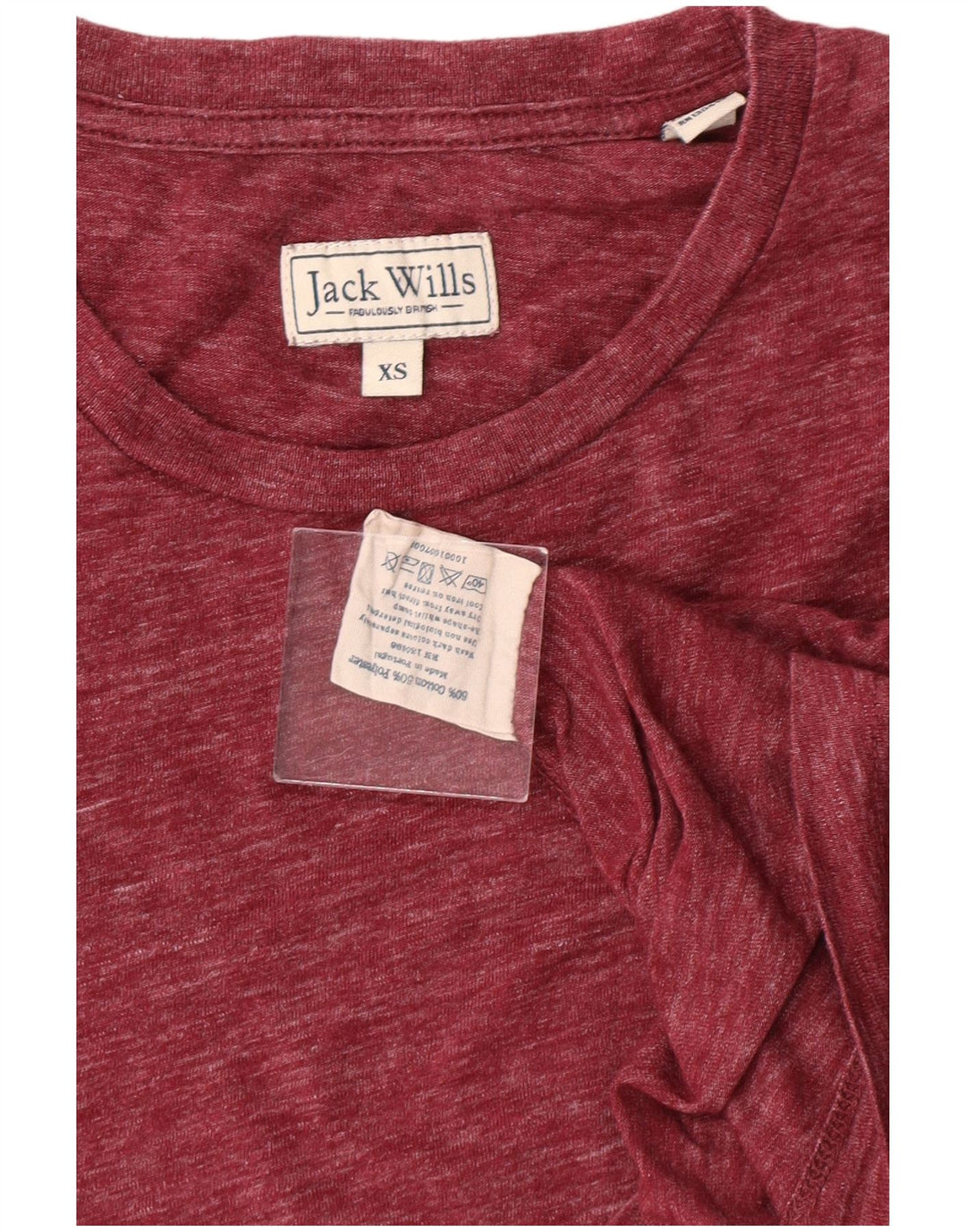 JACK WILLS Camiseta Hombre XS Borgoña Algodón