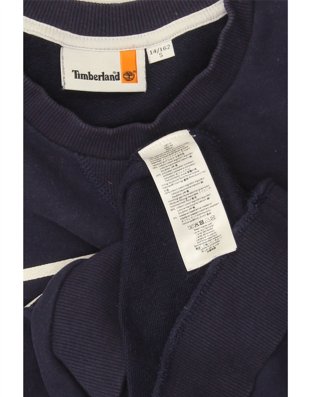 TIMBERLAND Boys Graphic Sweatshirt Jumper 13-14 Years Small Navy Blue