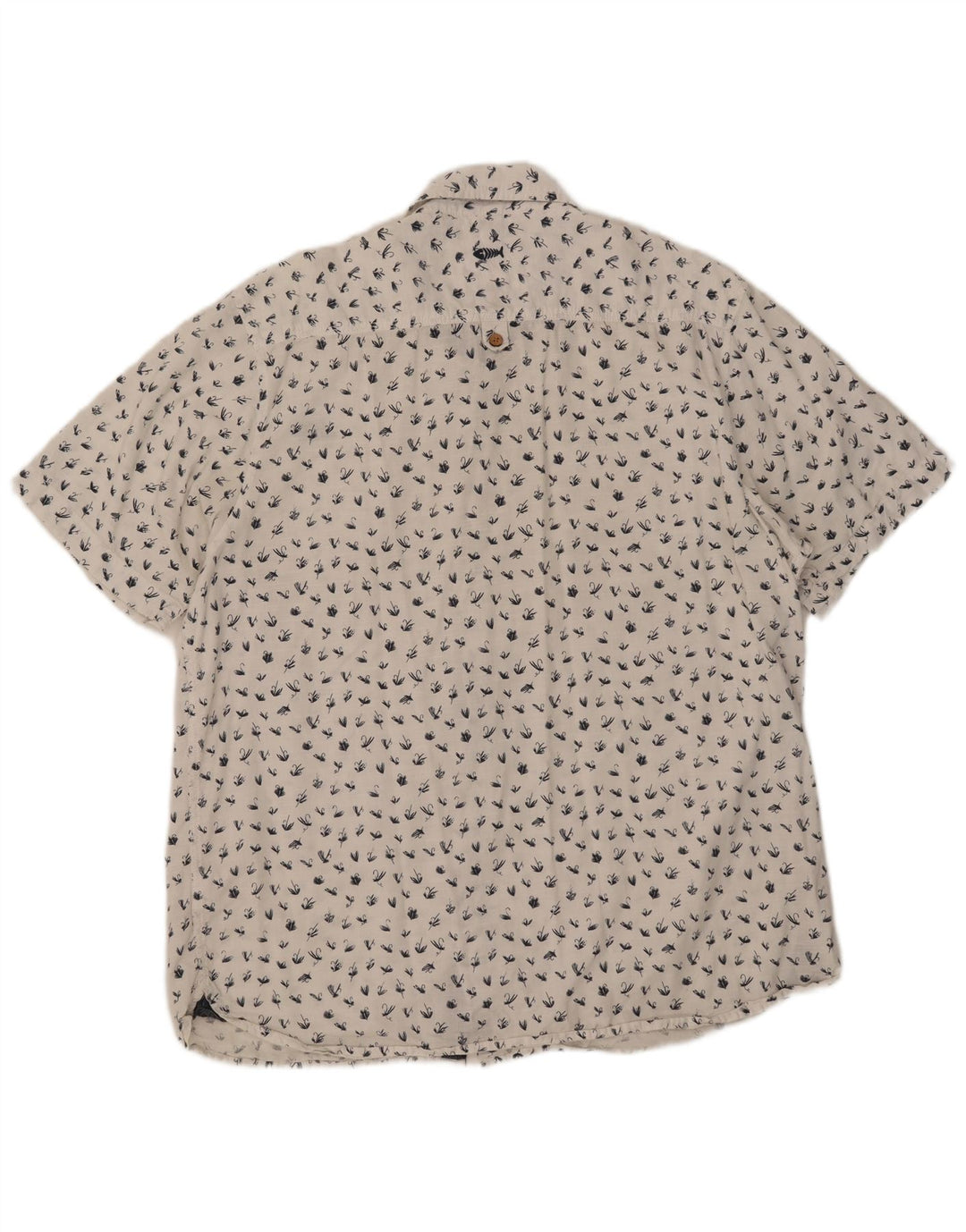 Weird Fish Camisa de manga corta con patrón abstracto para hombre 2XL Algodón blanco