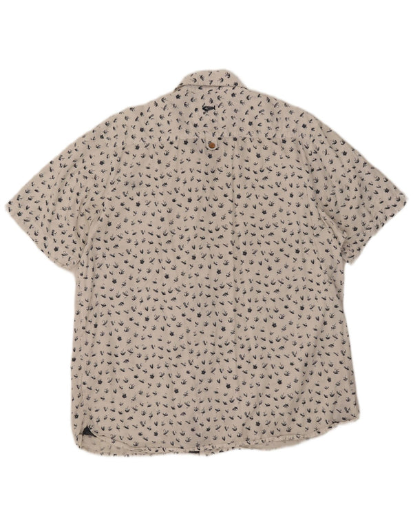 Weird Fish Camisa de manga corta con patrón abstracto para hombre 2XL Algodón blanco