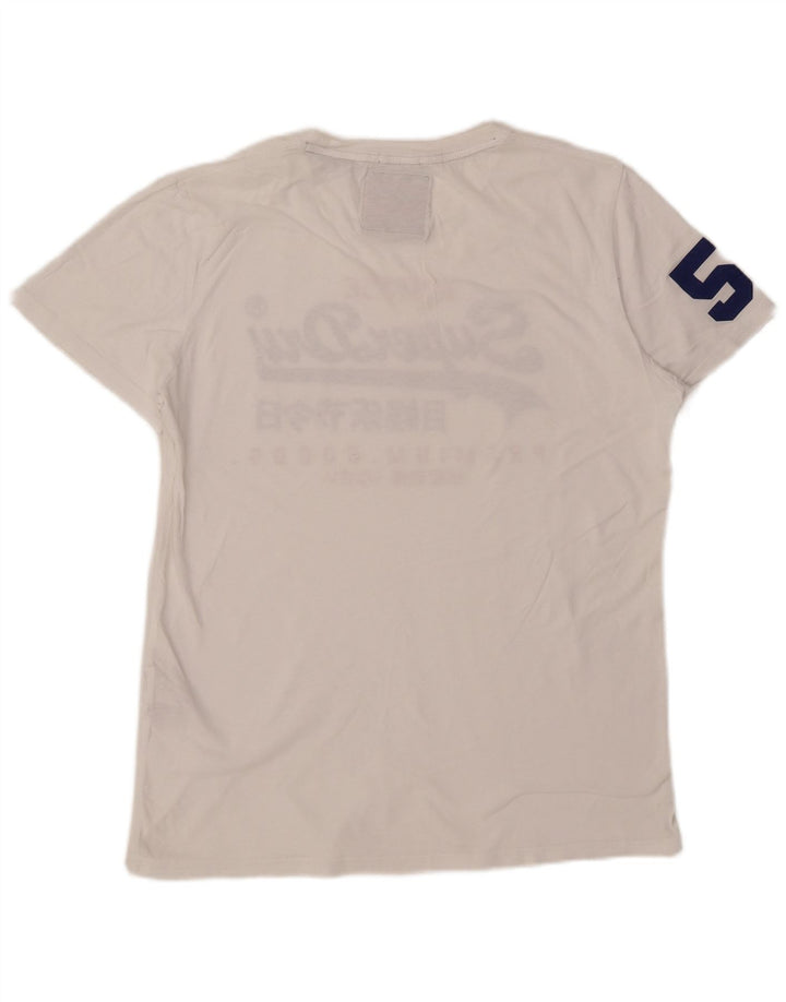 Superdry Hombre Camiseta Gráfica Top XL Algodón Blanco