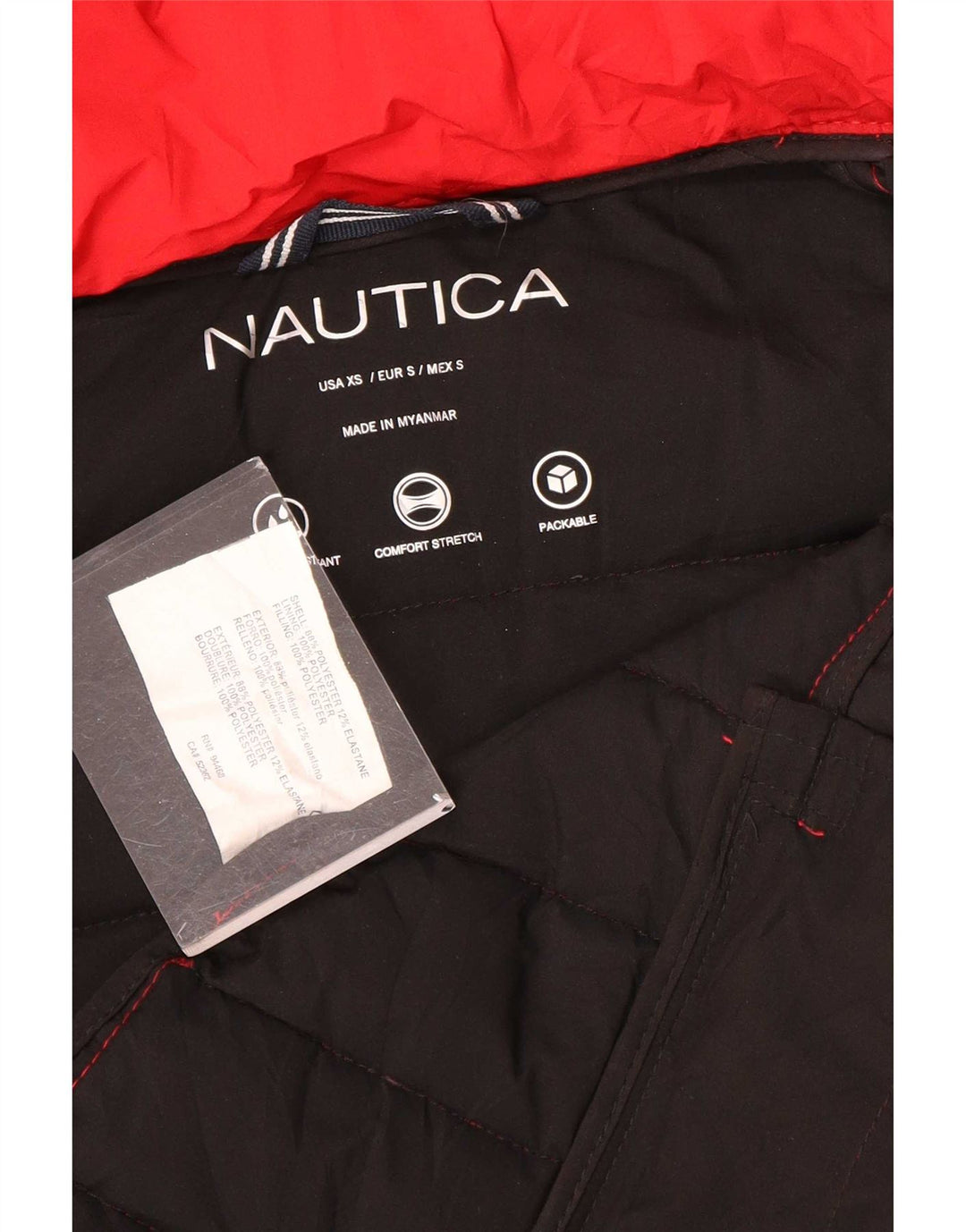Nautica Chaqueta acolchada con capucha para mujer UK 6 XS Poliéster rojo