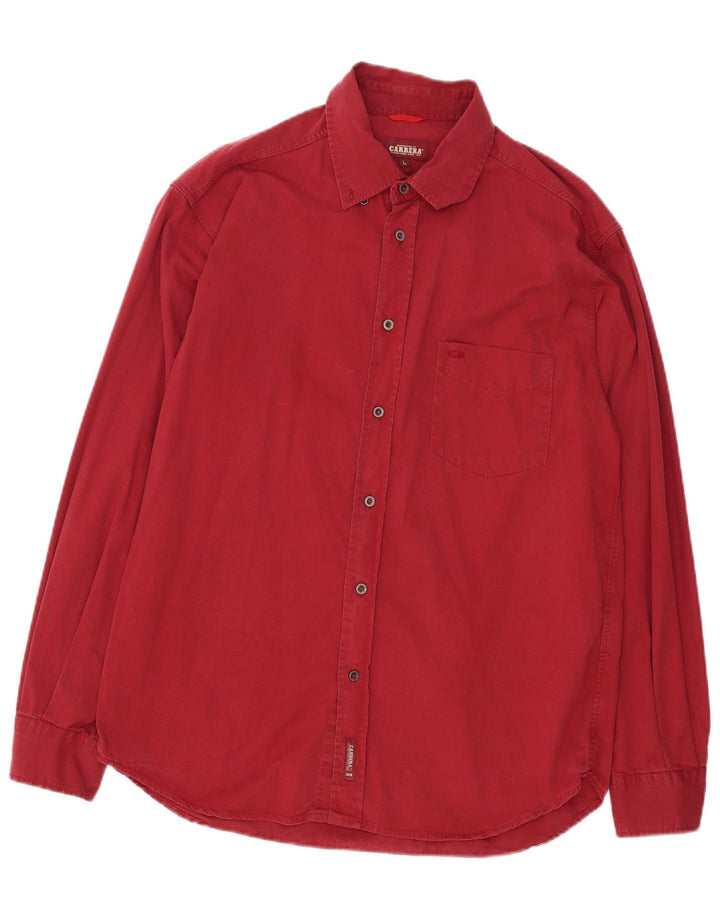 Camisa Carrera para hombre grande de algodón burdeos