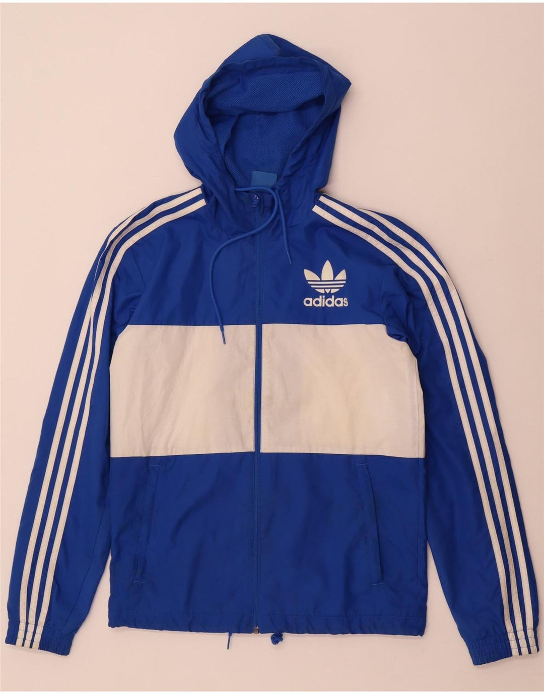 Adidas - Chaqueta de chándal con capucha para hombre, color azul pequeño, poliéster