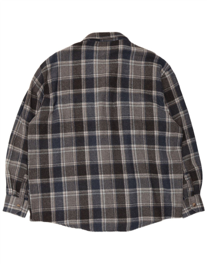 European Project Camisa Sobrecamisa para Hombre 2XL Lana a Cuadros Azul Marino