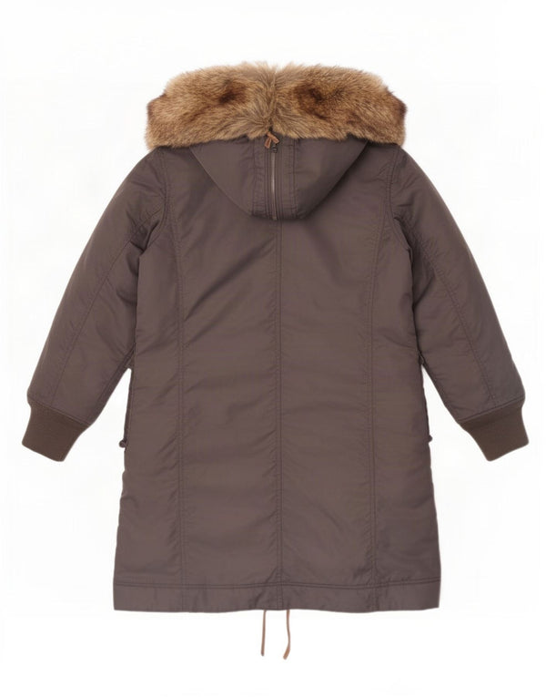 Diesel Abrigo acolchado con capucha para mujer UK 44 Nylon gris medio