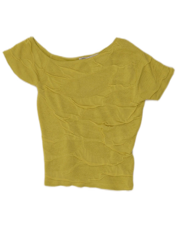 Zara Mujer Crop Knit Un Hombro Top UK 8 Small Viscosa Verde