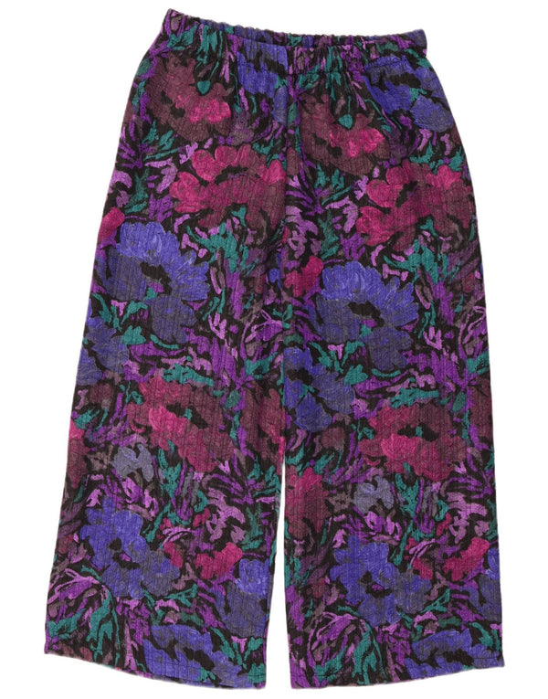 Vintage mujer cintura alta pantalones recortados W34 L26 multicolor floral