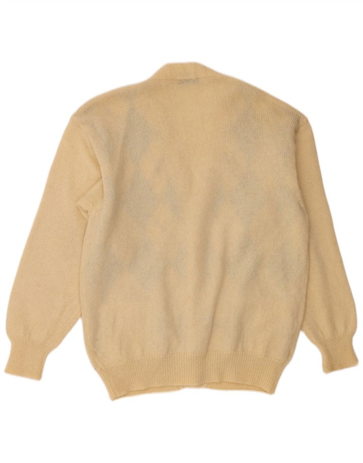 Hemmond Cárdigan para hombre suéter grande beige Argyle/diamante lana virgen