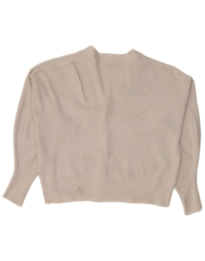 Zara Mujer Crop Cardigan Suéter UK 44 Medio Blanco